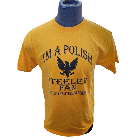 Port and Company Other - I'm a POLISH Eagle PITTSBURGH STEELER Fan NATION NFL BLACK/YELLOW T-Shirt Large